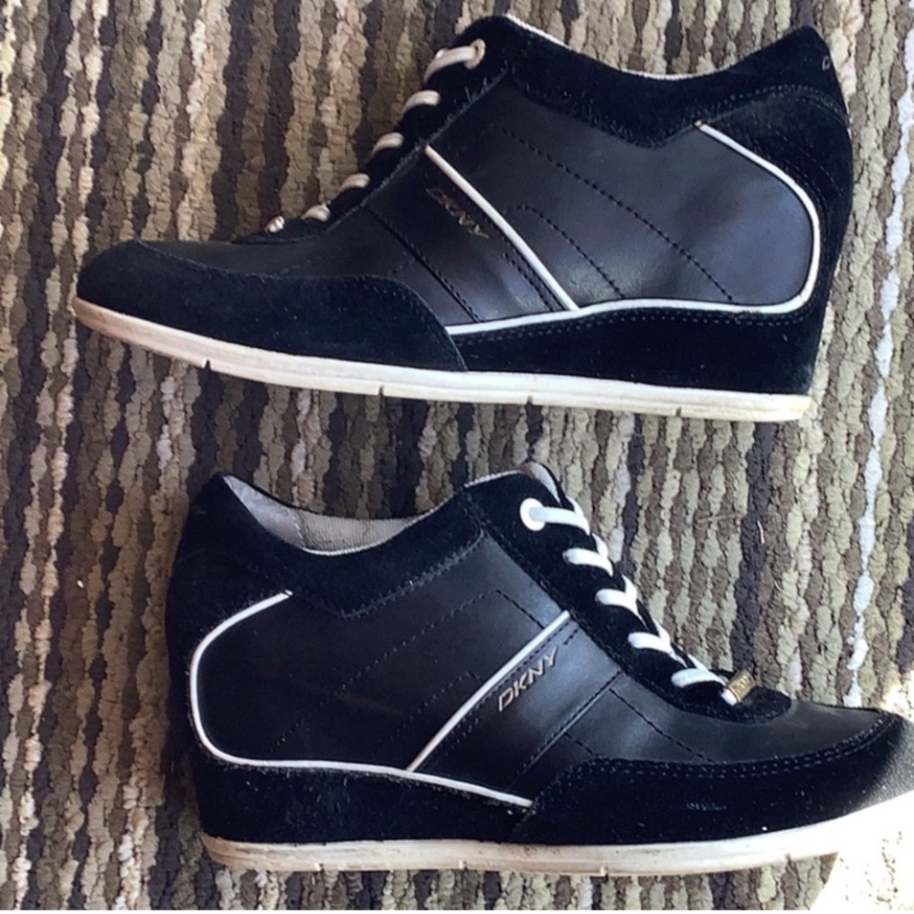 DKNY Black and White High-Top Sneakers